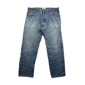 Levis 501 Jeans Mens 36x32 Blue Medium Wash Button Fly Denim American Workwear